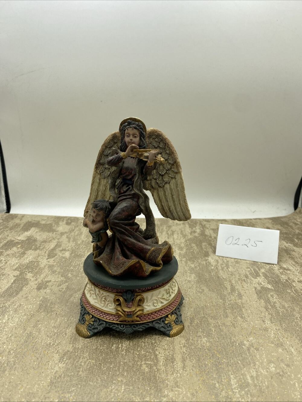 CBK ltd Angel Playing Violin figurine music box plays you light up my life 7” T